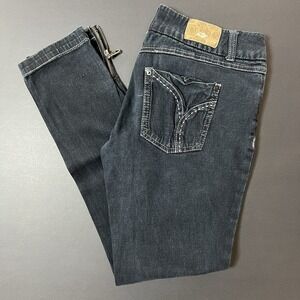 Styte Women's Jeans Zip Leg Skinny Size 9 Blue Y2K Dark Wash Grunge